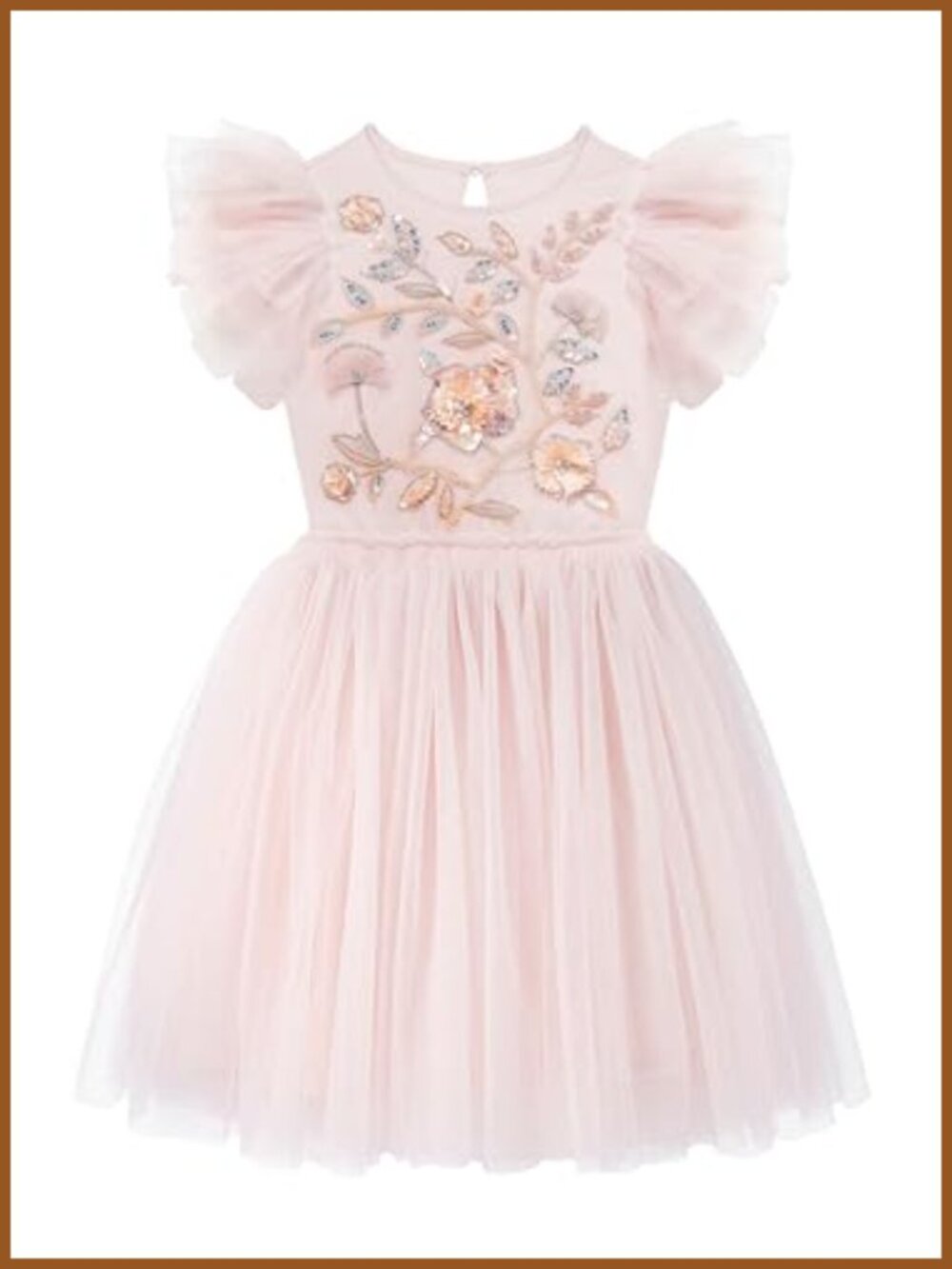 Tulle Tutu Dress Girls Embroidered Tiered Layered Flower Formal Special Occasion